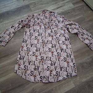 Victorias Secret Size Large Purple Button Up Silk Sleepshirt